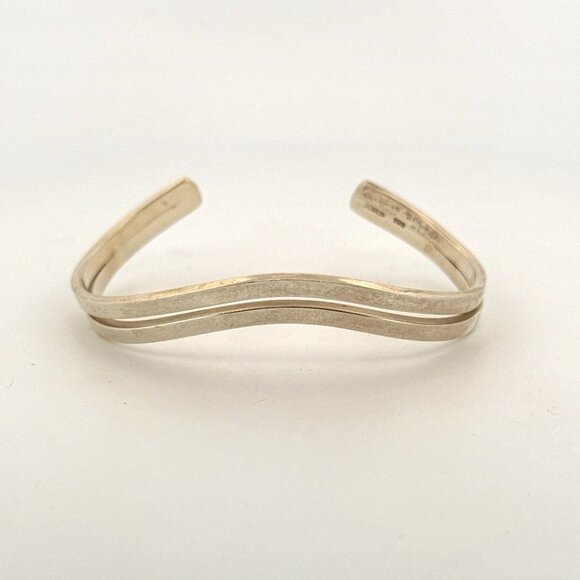Mexico Jewelry - Taxco Sterling Silver Wavy Modernist Cuff Bracelet Signed Mexico, Vintage Estate